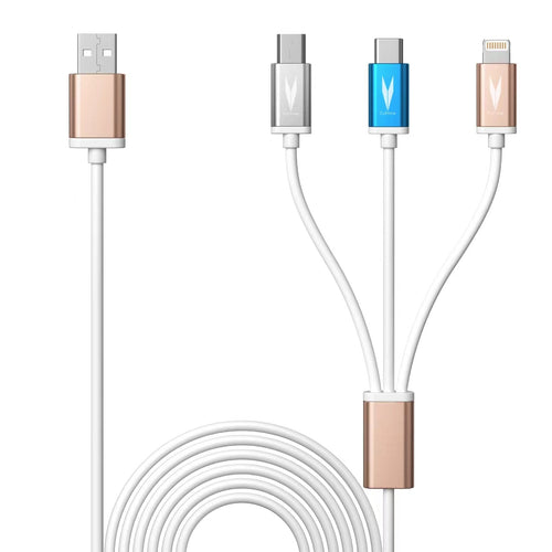 3 in 1 USB Charging Cable - Lightning, C-Type, Micro USB