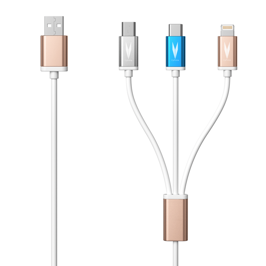 3 in 1 USB Charging Cable - Lightning, C-Type, Micro USB