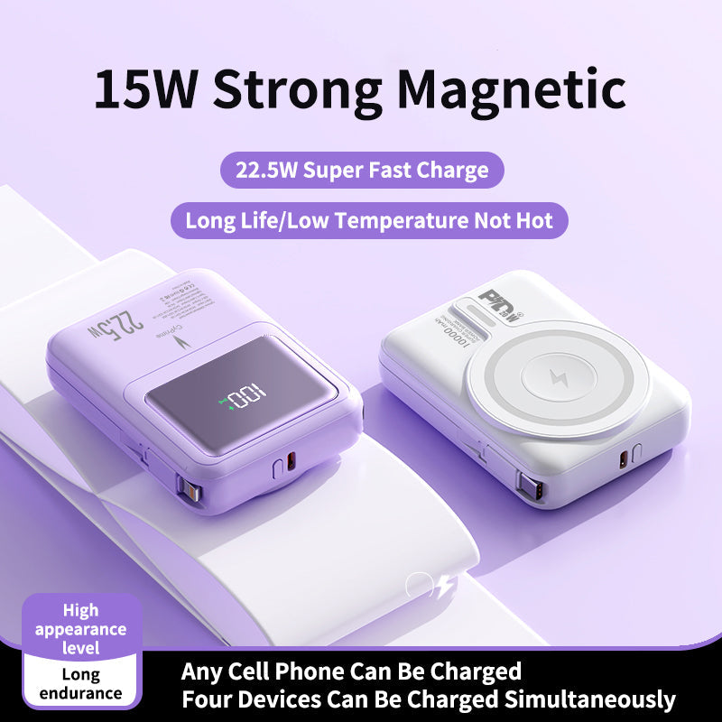 MagLink Pro 10K - Fast-Charging, Built-in Cable, MagSafe PowerBank for iPhone, Galaxy, Smartphones, Tablets