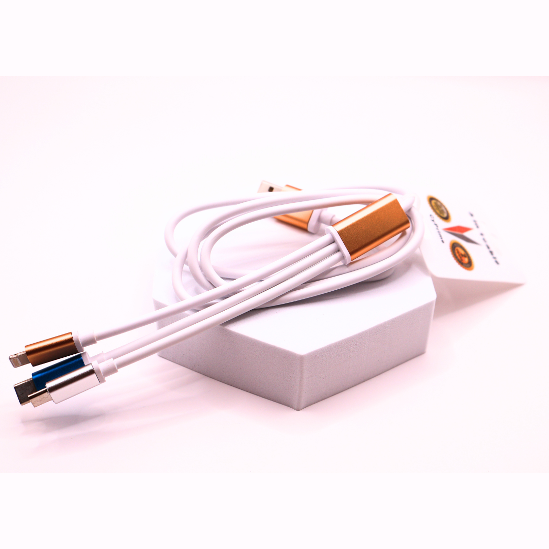 3 in 1 USB Charging Cable - Lightning, C-Type, Micro USB
