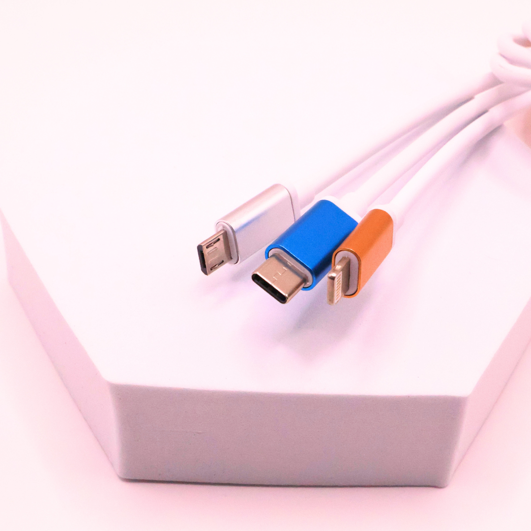 3 in 1 USB Charging Cable - Lightning, C-Type, Micro USB